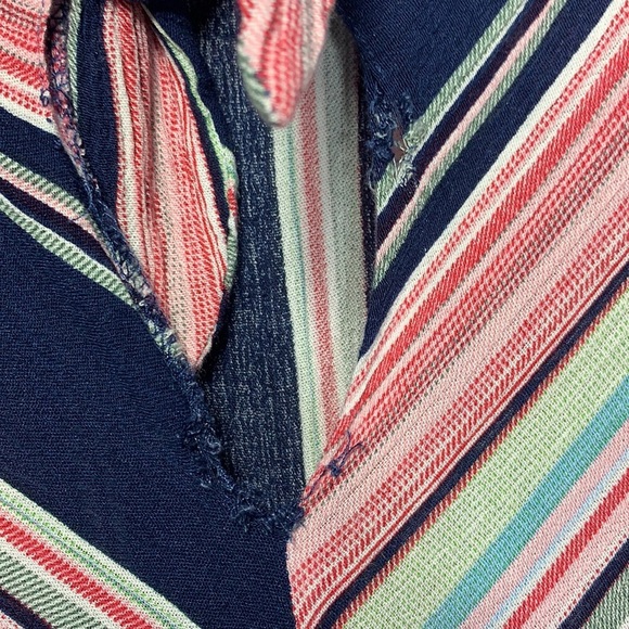 Gigio UMGEE Striped V-Neck Ruffled Romper Front Tie Side Pockets size Medium - Picture 12 of 15